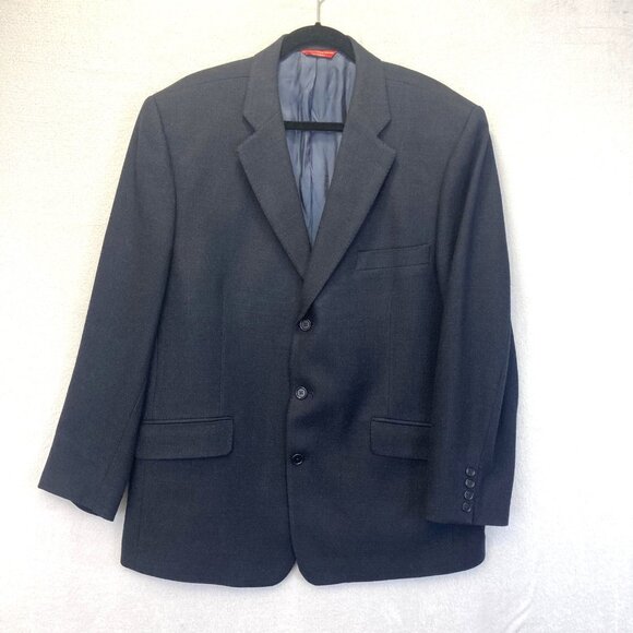 Report Collection Extra Fine Wool Blazer Jacket Mens 46R Navy Blue Office Luxury - Picture 1 of 16